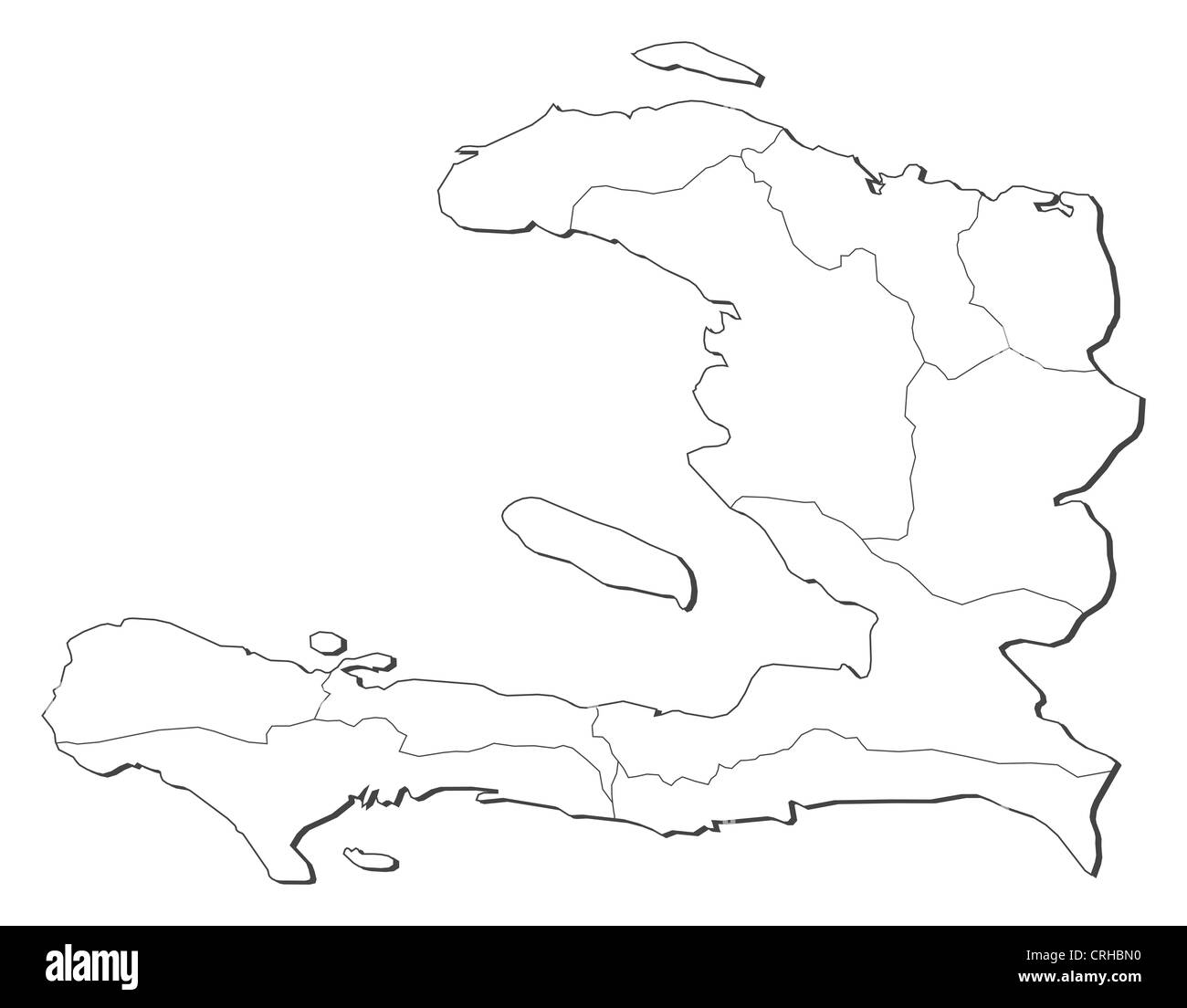 Carte Politique d'Haïti avec les divers ministères. Banque D'Images