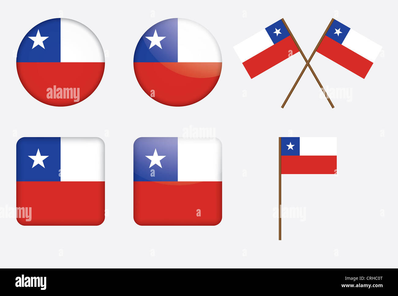 Set de badges avec le drapeau du Chili illustration Banque D'Images