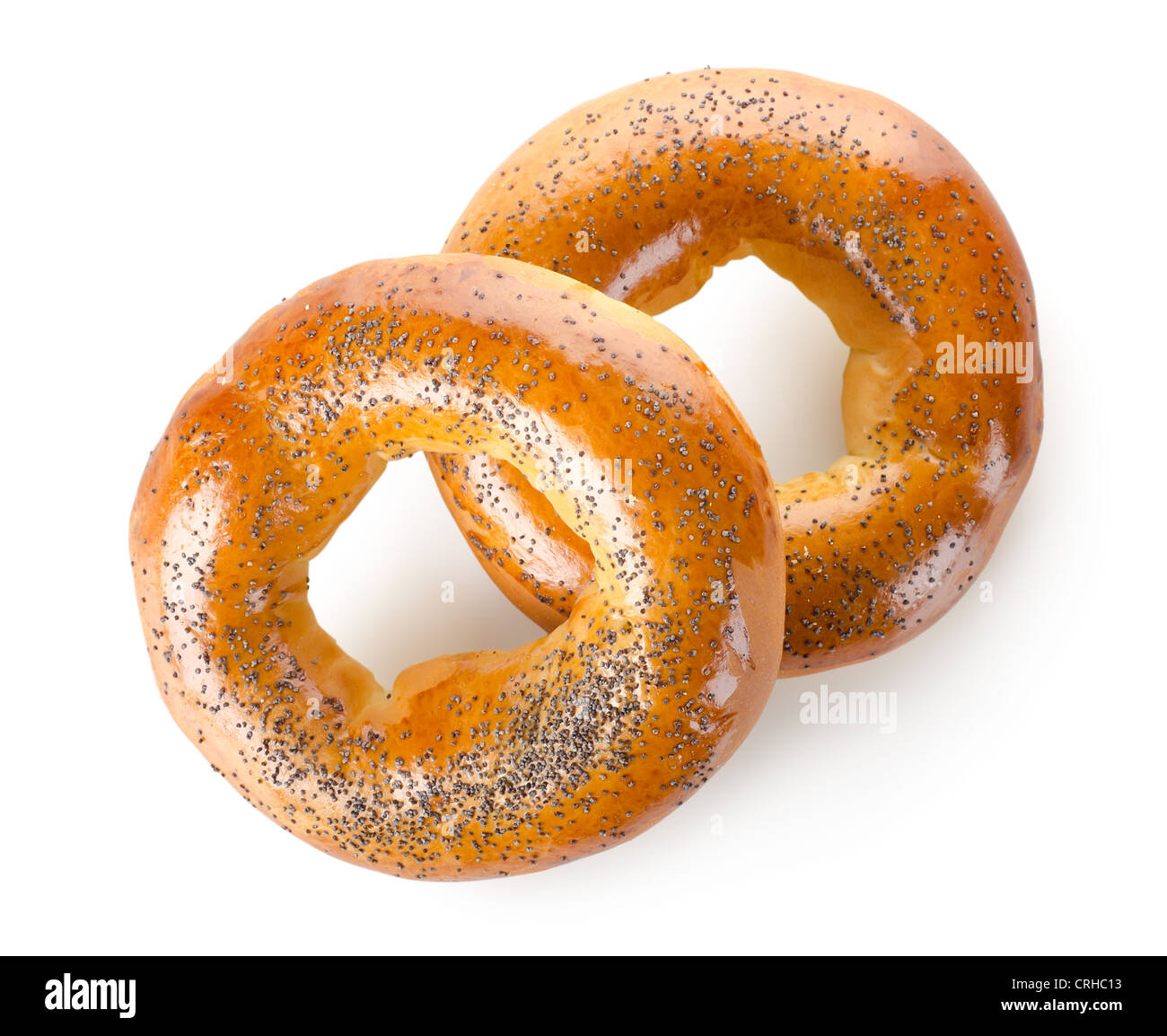 Bagels aux graines de sésame, isolé sur fond blanc Banque D'Images