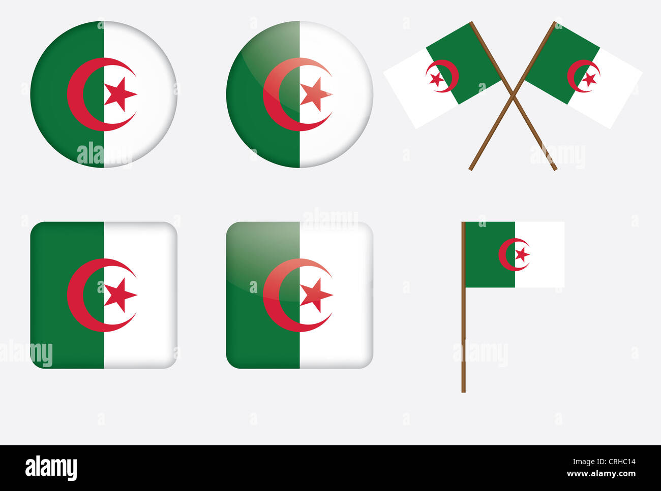Set de badges avec le drapeau de l'Algérie illustration Banque D'Images