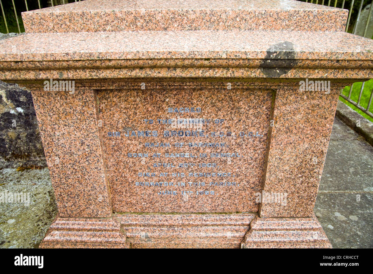 La tombe du dernier Livre blanc de Sarawak Raja dans Sheepstor, Devon, Angleterre Banque D'Images