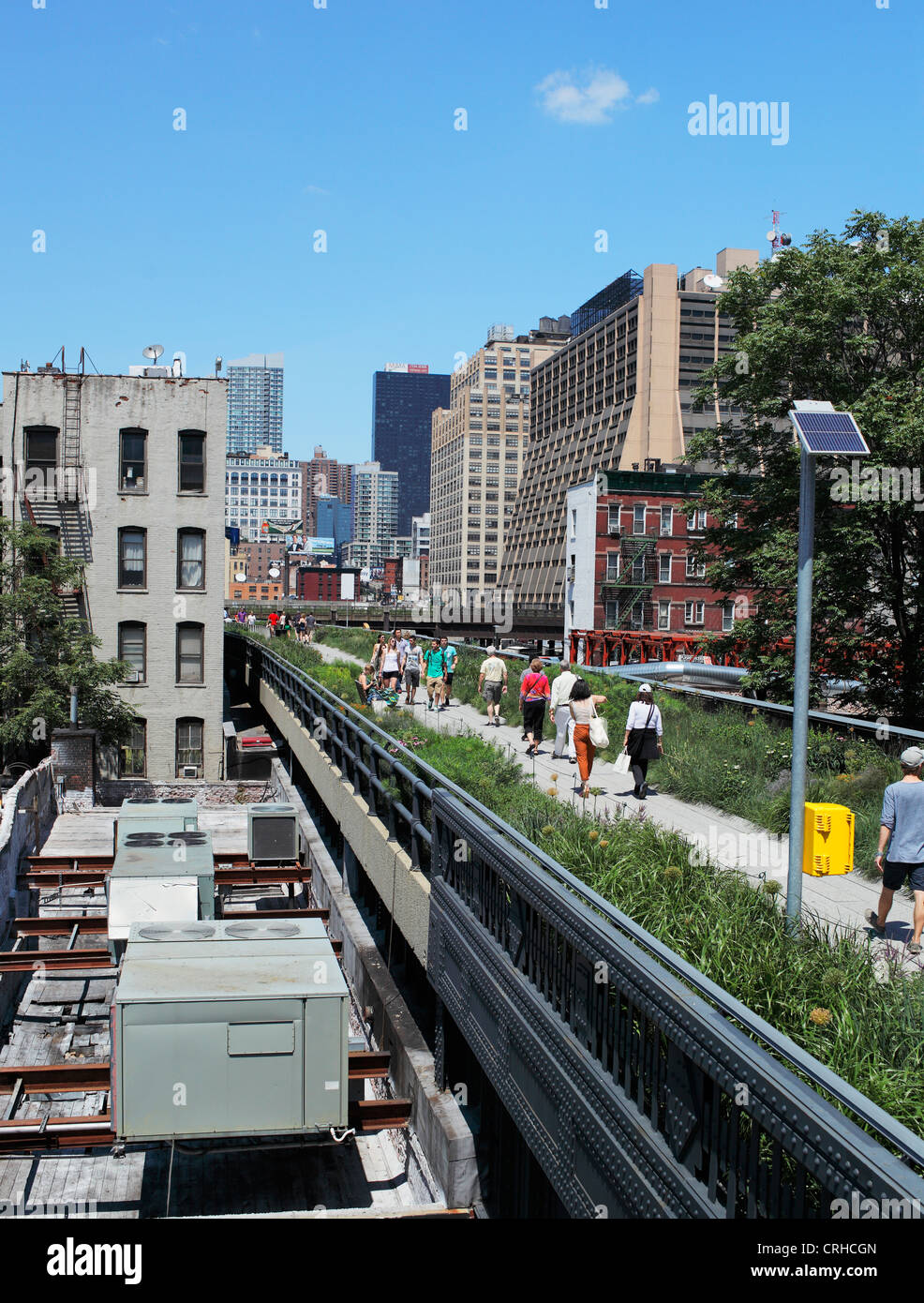 La ligne haute est un parc de la ville de New York construit sur une section de l'ancien des New York Central Railroad. Banque D'Images