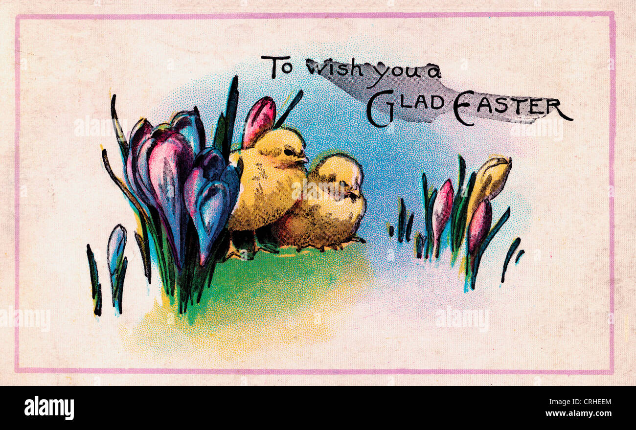 Pour vous souhaiter un heureux Pâques - carte Vintage Banque D'Images