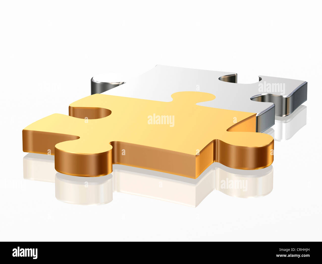 Deux pièces de puzzle en métal Banque D'Images