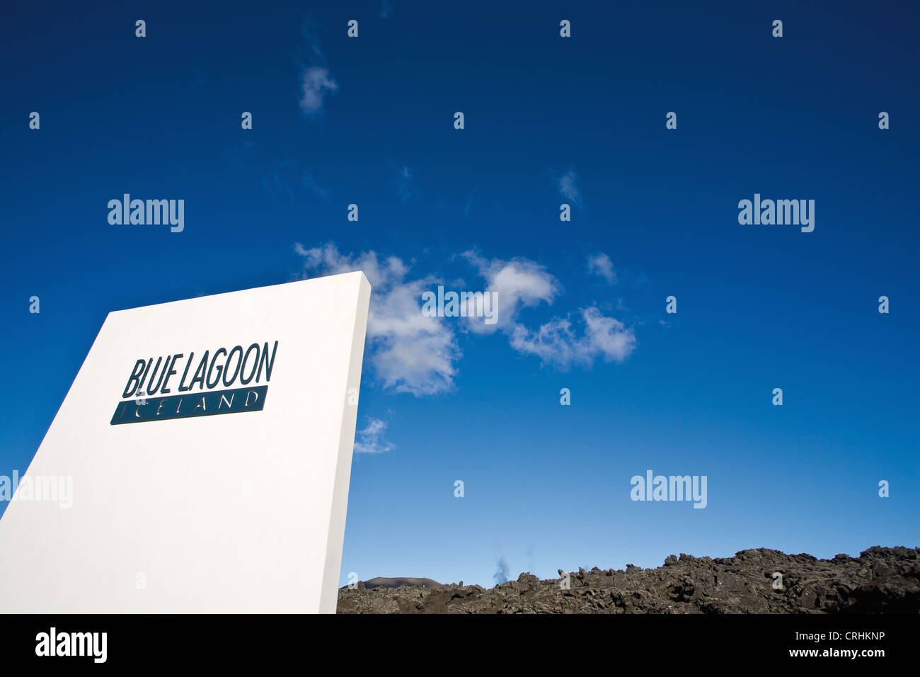 Signe pour spa géothermal Blue Lagoon, Grindavik, Islande Banque D'Images