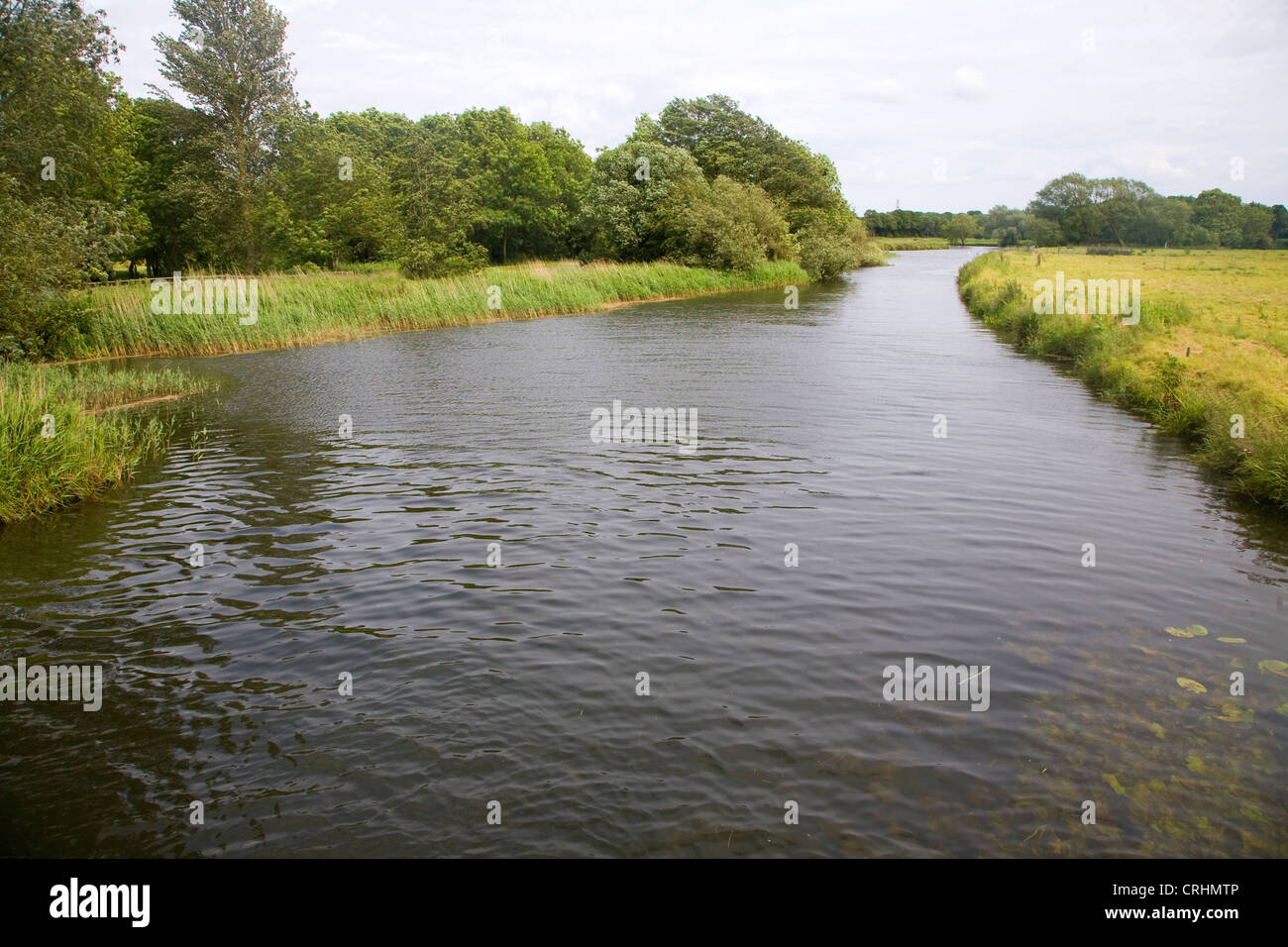 La rivière Waveney dans Geldeston Lock, Norfolk, Angleterre Banque D'Images