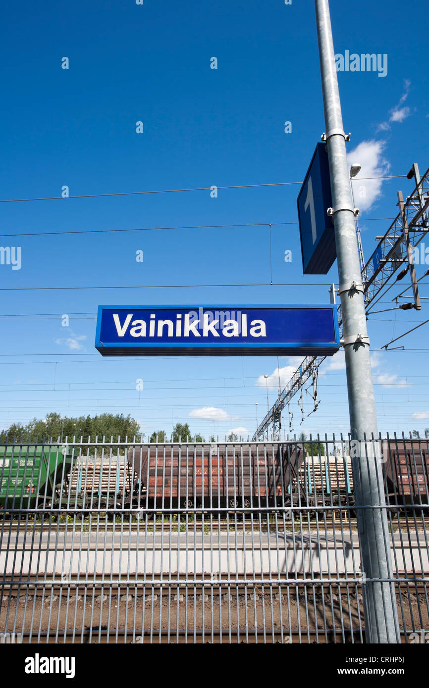 Gare de Vainikkala à la frontière russe à Lappeenranta en Finlande Banque D'Images