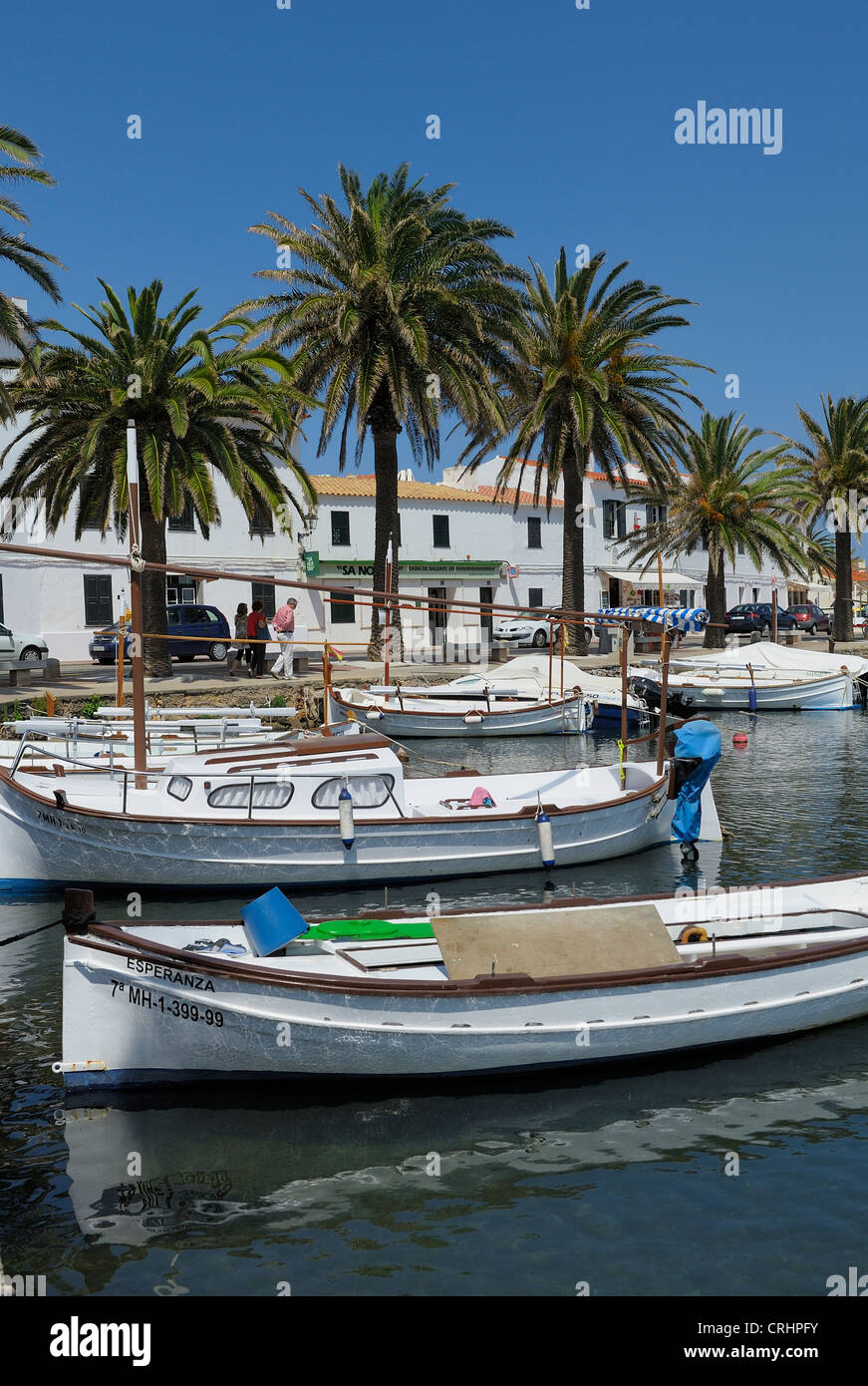 Le port dans le village de pêcheurs de Fornells Minorque îles Baléares Espagne Banque D'Images