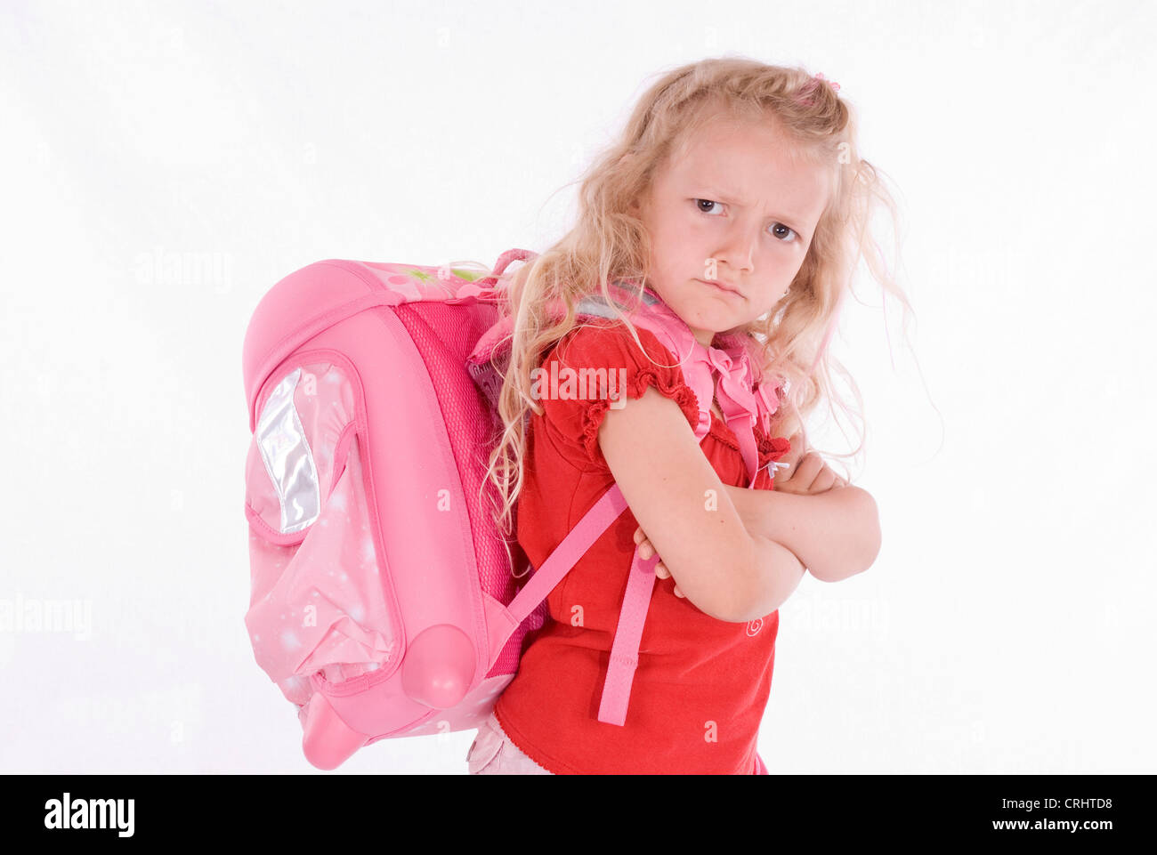 Première niveleuse avec First-Day-d'école-cornet n'aiment pas aller à l ...