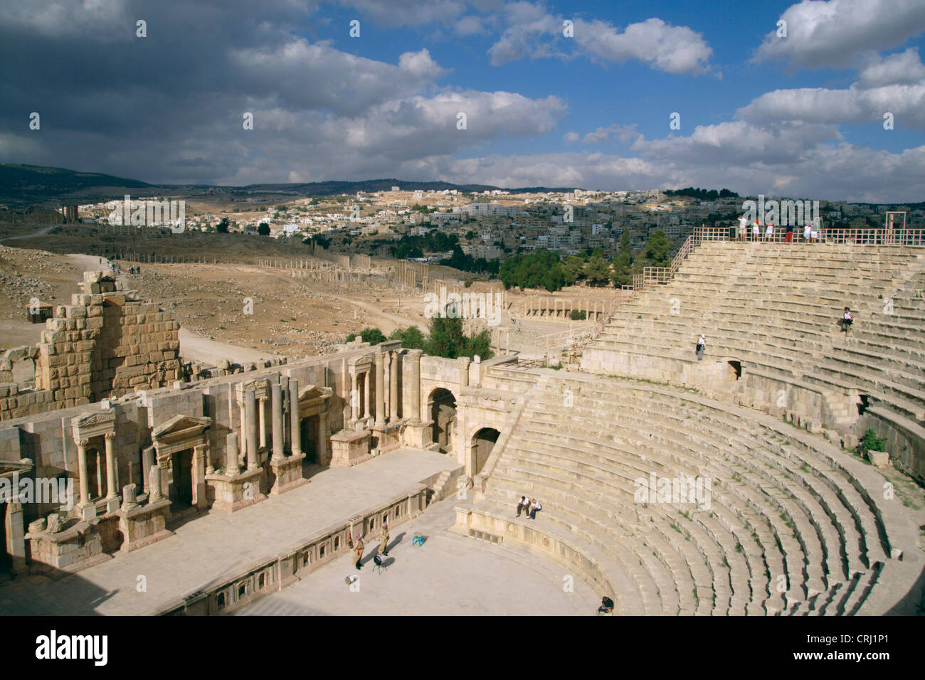 Ruines du Théâtre du sud de la ville antique de Jerash, Jordanie, Jerash Banque D'Images