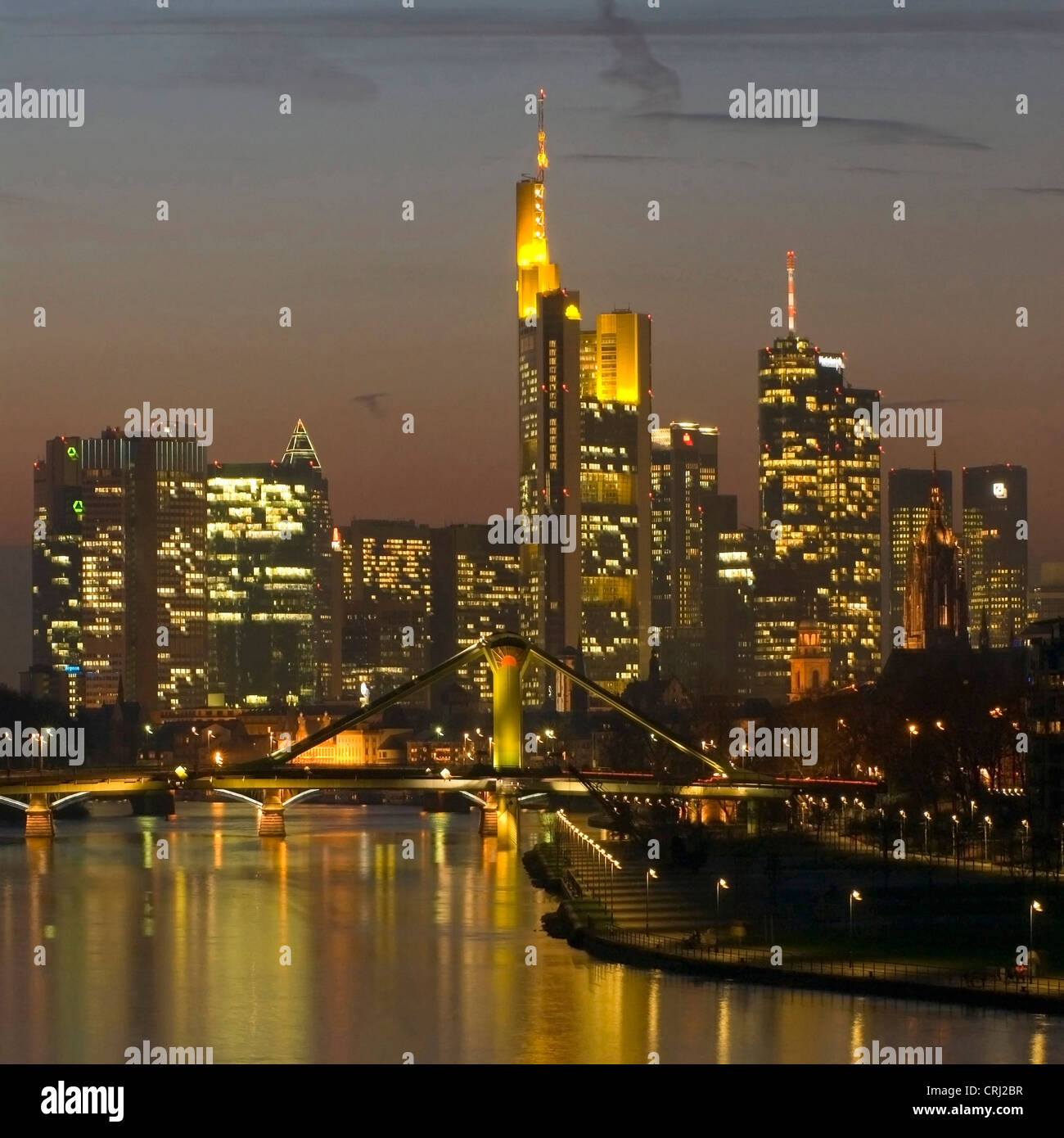 Frankfurt am Main dans la nuit, l'Allemagne, Francfort/Main Banque D'Images