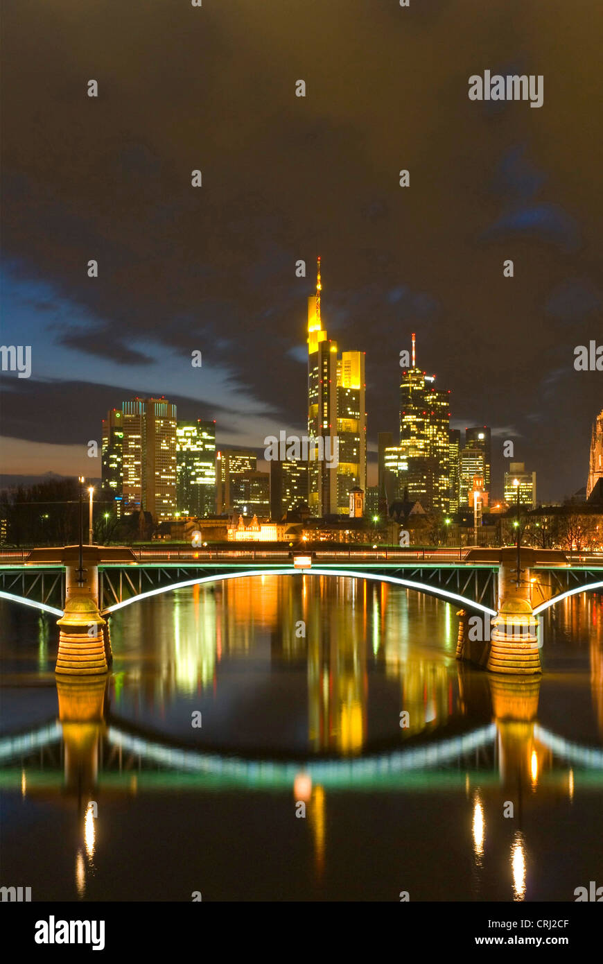 Frankfurt am Main dans la nuit, l'Allemagne, Francfort/Main Banque D'Images