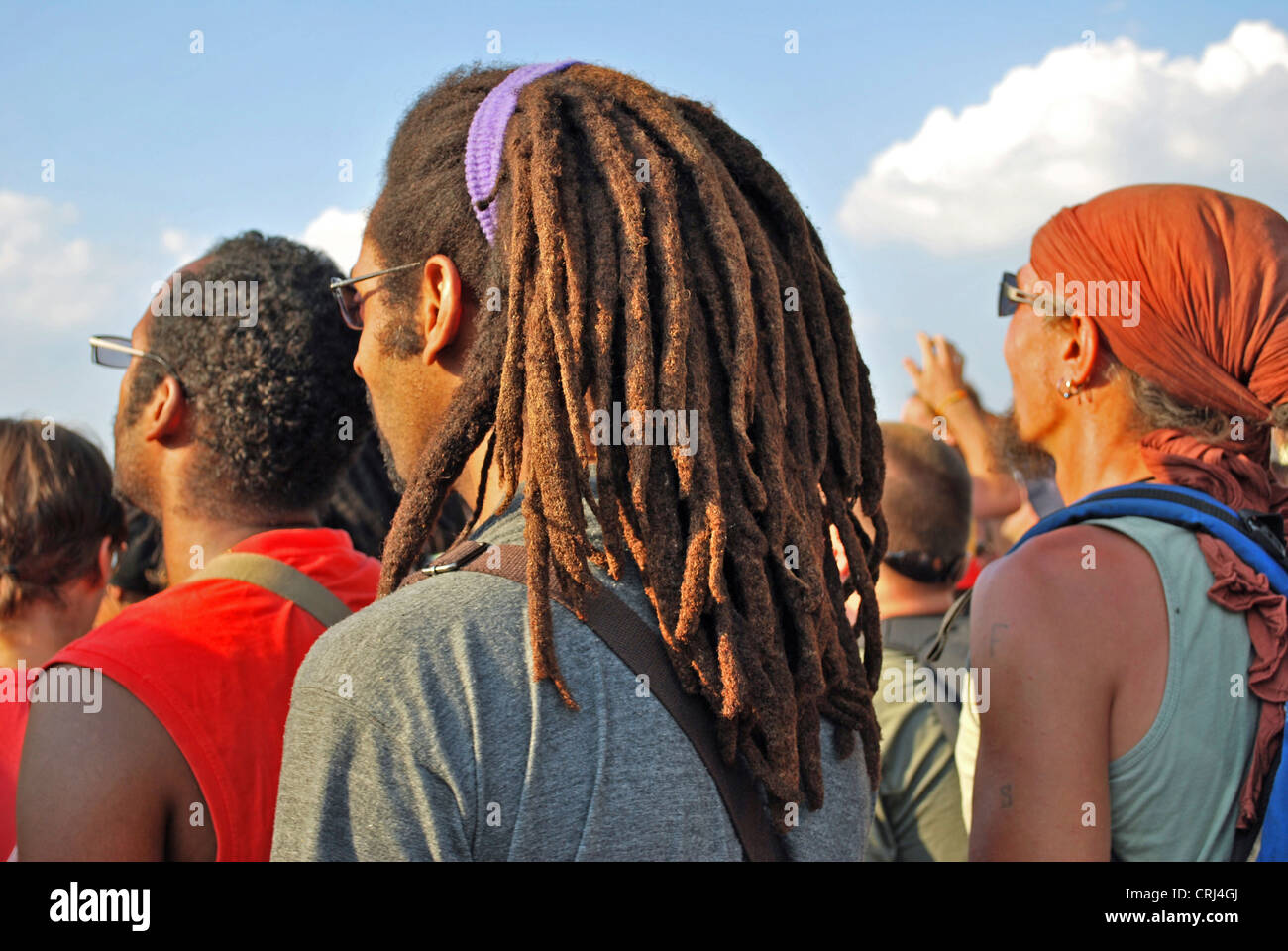 L'homme avec des dreadlocks sur music festival Summerjam 2009, plus grand festival de reggae en Europe, l'Allemagne, en Rhénanie du Nord-Westphalie, Cologne Banque D'Images
