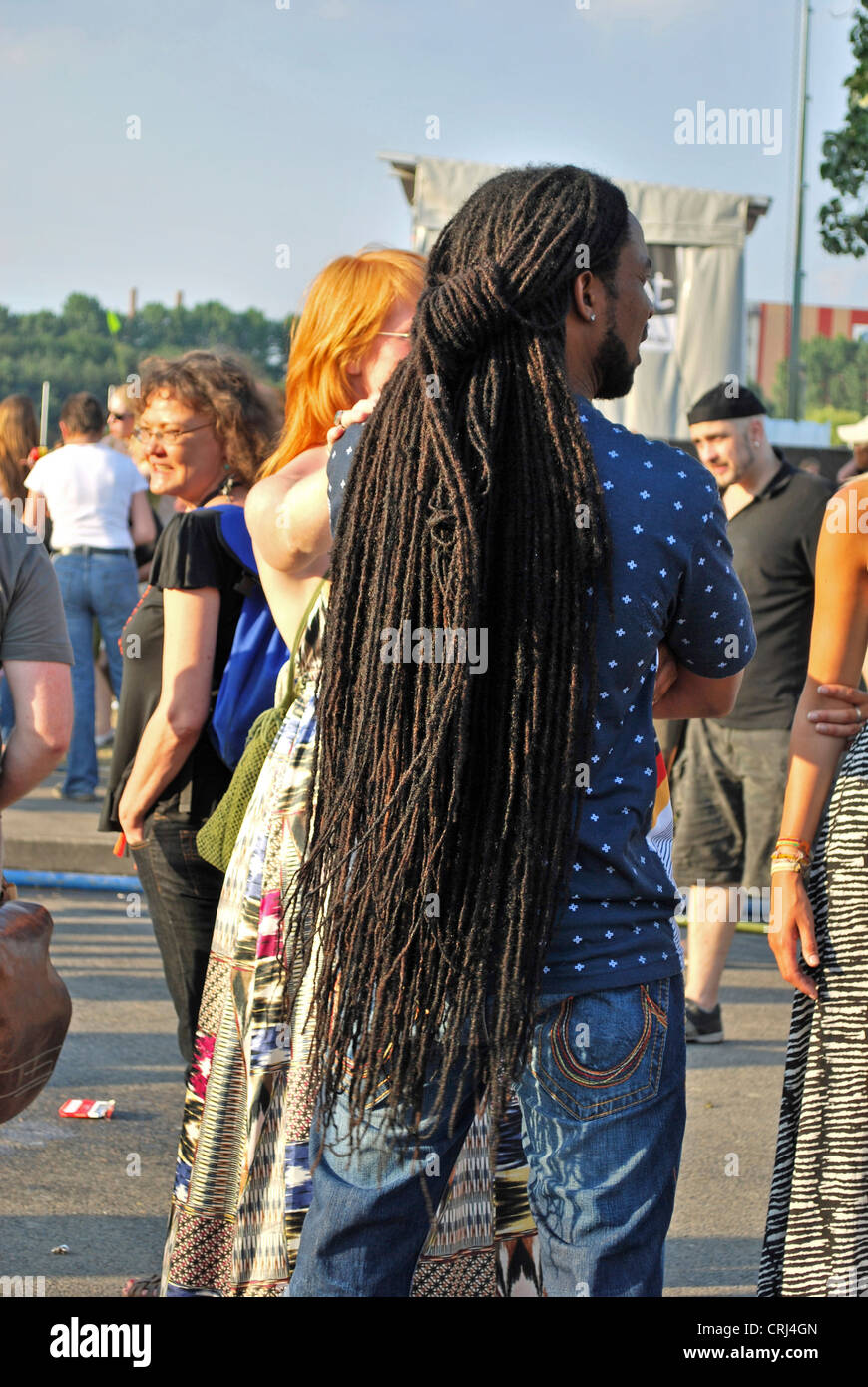 L'homme avec des dreadlocks sur music festival Summerjam 2009, plus grand festival de reggae en Europe, l'Allemagne, en Rhénanie du Nord-Westphalie, Koeln Banque D'Images