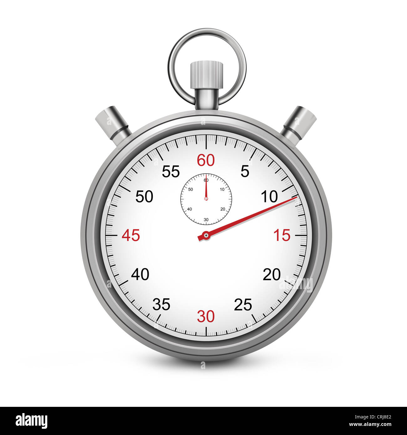 Chronomètre Sport avec seconde main rouge isolé sur fond blanc. Banque D'Images