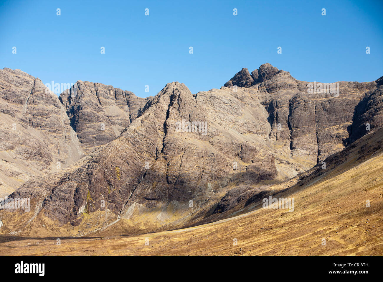 Pipe à un Fheadain gully sur Sgurr Cuillin Ridge, sur l'île de Skye, Écosse, Royaume-Uni. Banque D'Images