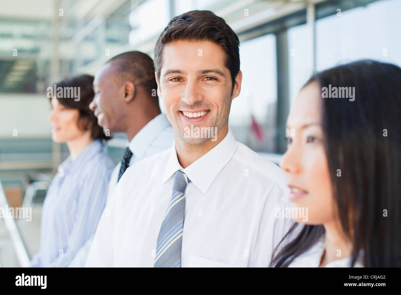 Close up de businessmans smiling face Banque D'Images