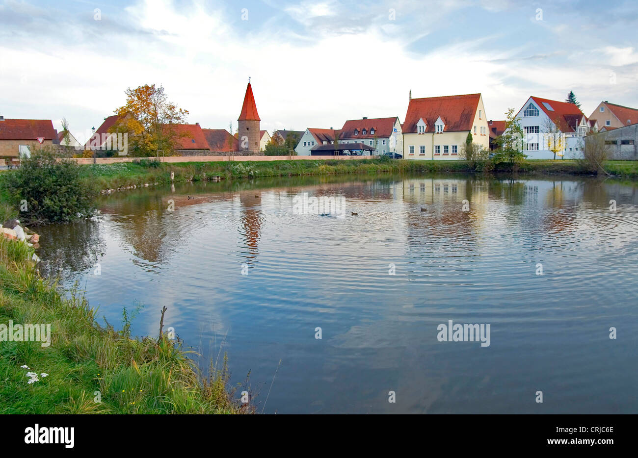 Vue romantique sur la ville de Wolframs-Eschenbach en Bavière, Allemagne, Bavière Banque D'Images