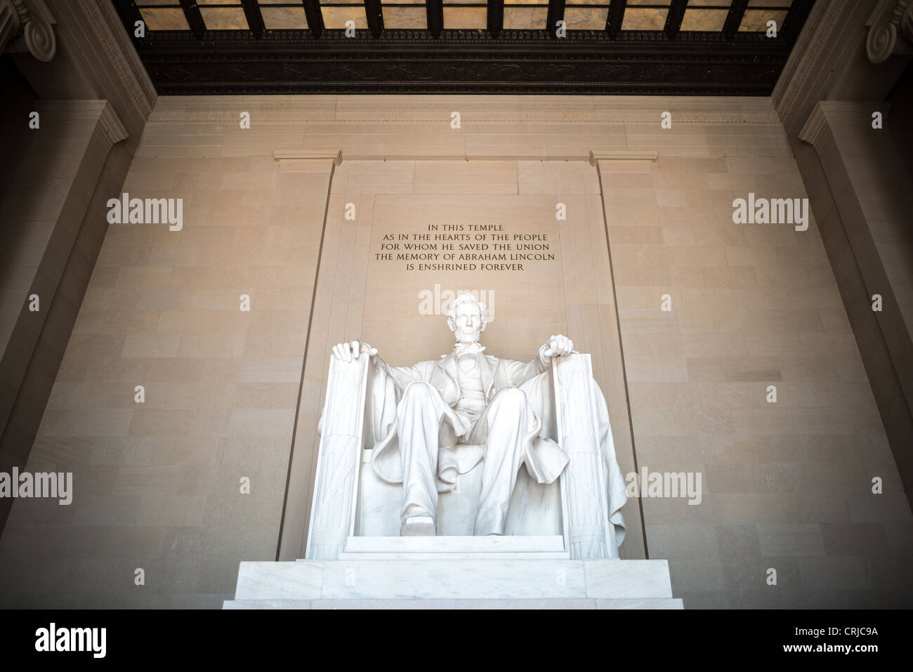 WASHINGTON DC, USA Lincoln Memorial statue Vue de face. La statue d'un assis le président