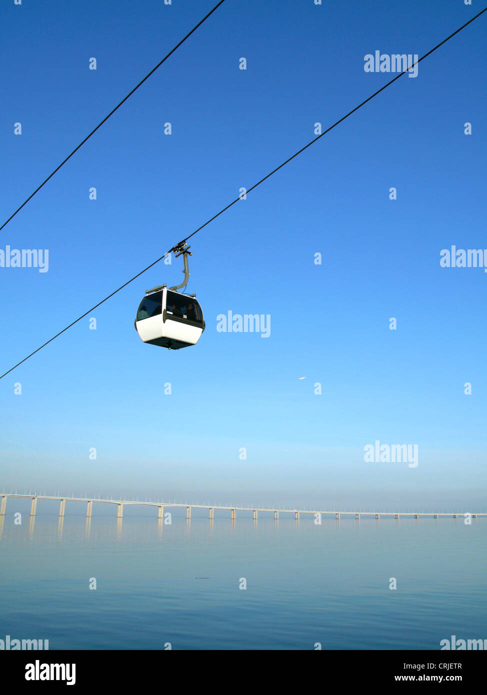 Cable car au parc de l'ONU, Portugal, Lisbonne Banque D'Images