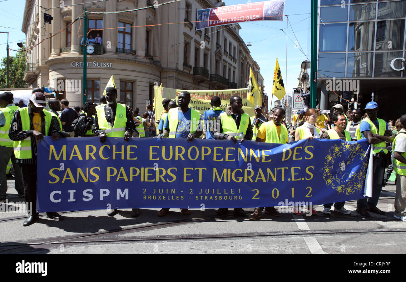 Marche Europeenne des sans papiers et migrants, Bâle de démonstration Banque D'Images