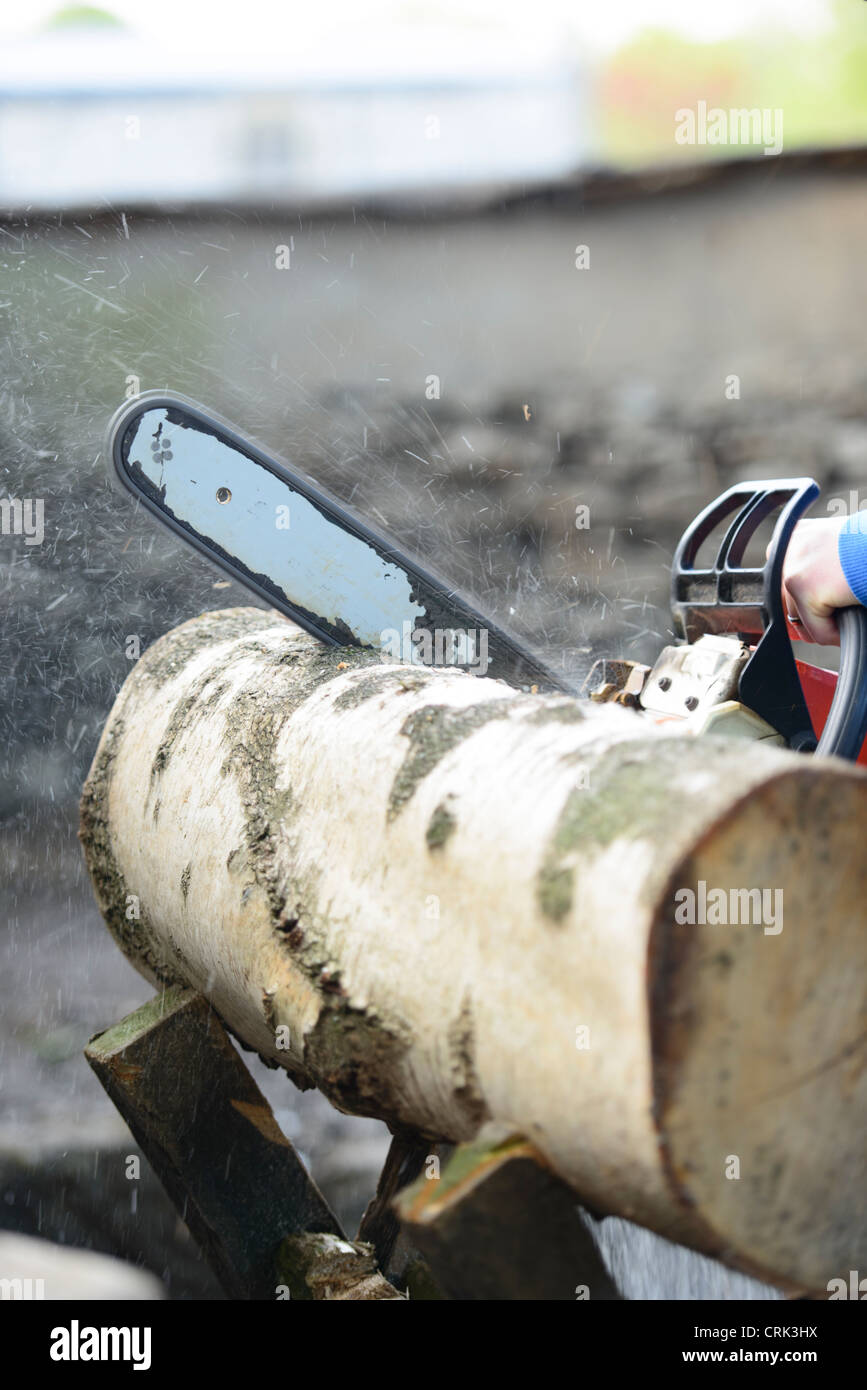 Le sciage de la chaîne de connexion Banque D'Images