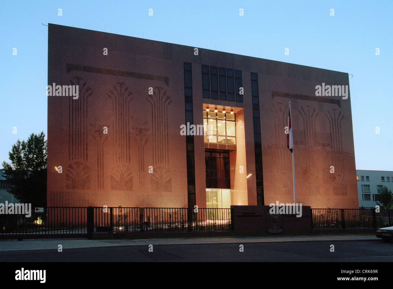 Ambassade de la République arabe d'Égypte, pendant la nuit Banque D'Images