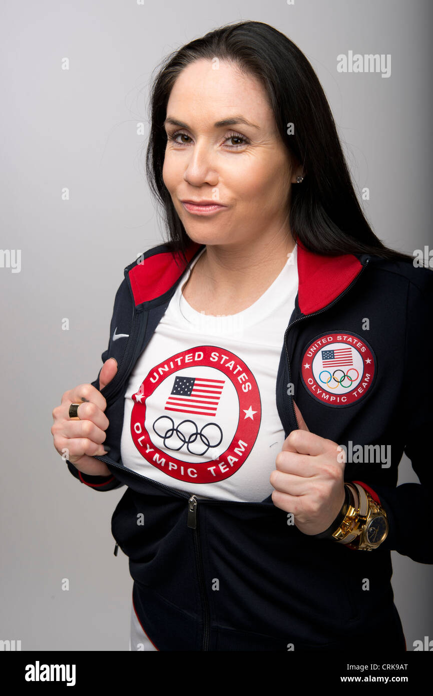 Joueur de volley-ball féminine Américaine Lindsey Berg au Sommet des médias Team USA à Dallas, TX de l'avance des Jeux Olympiques de Londres de 2012. Banque D'Images