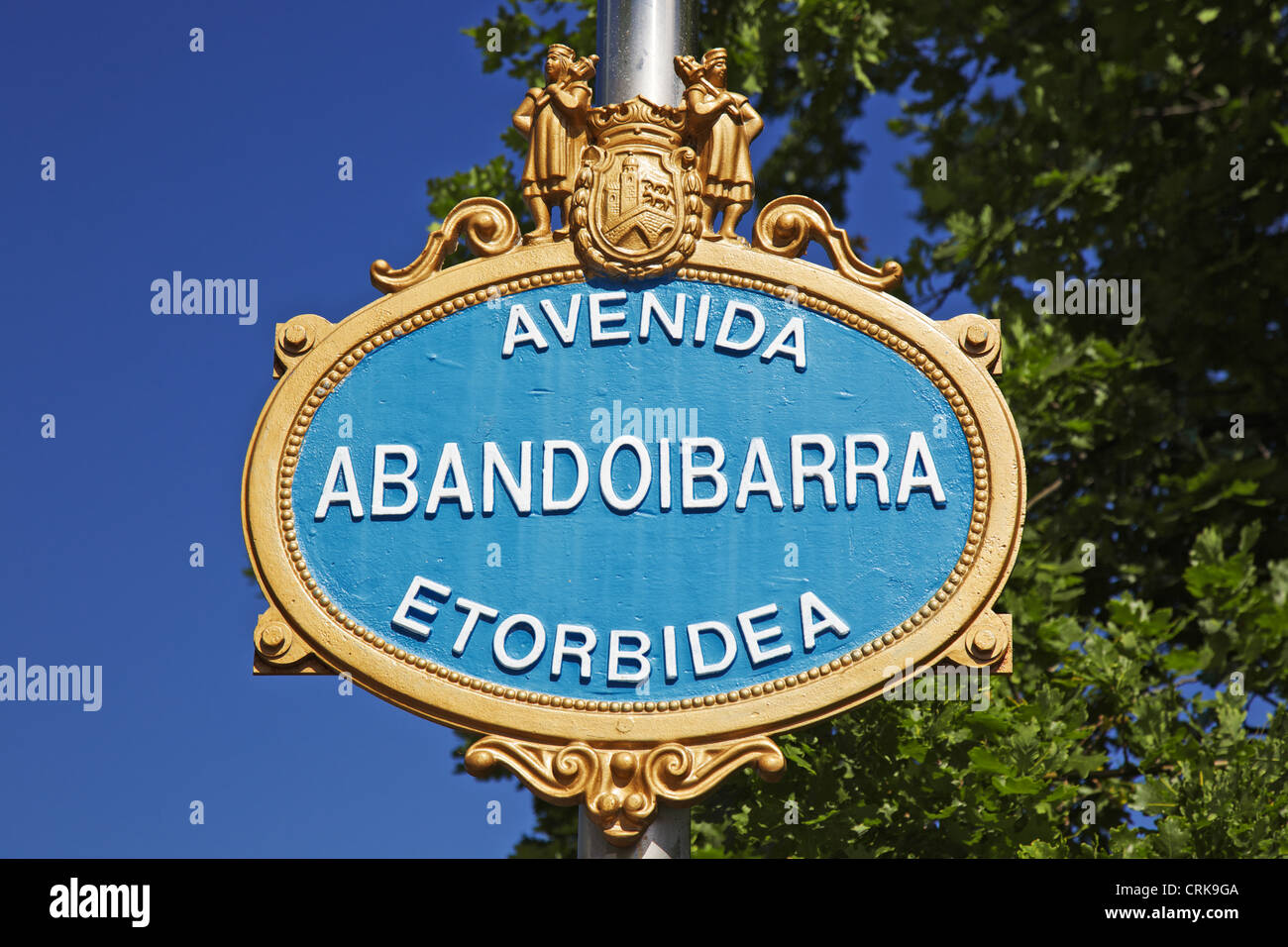 Plaque de rue Abandoibarra Bilbao à Banque D'Images