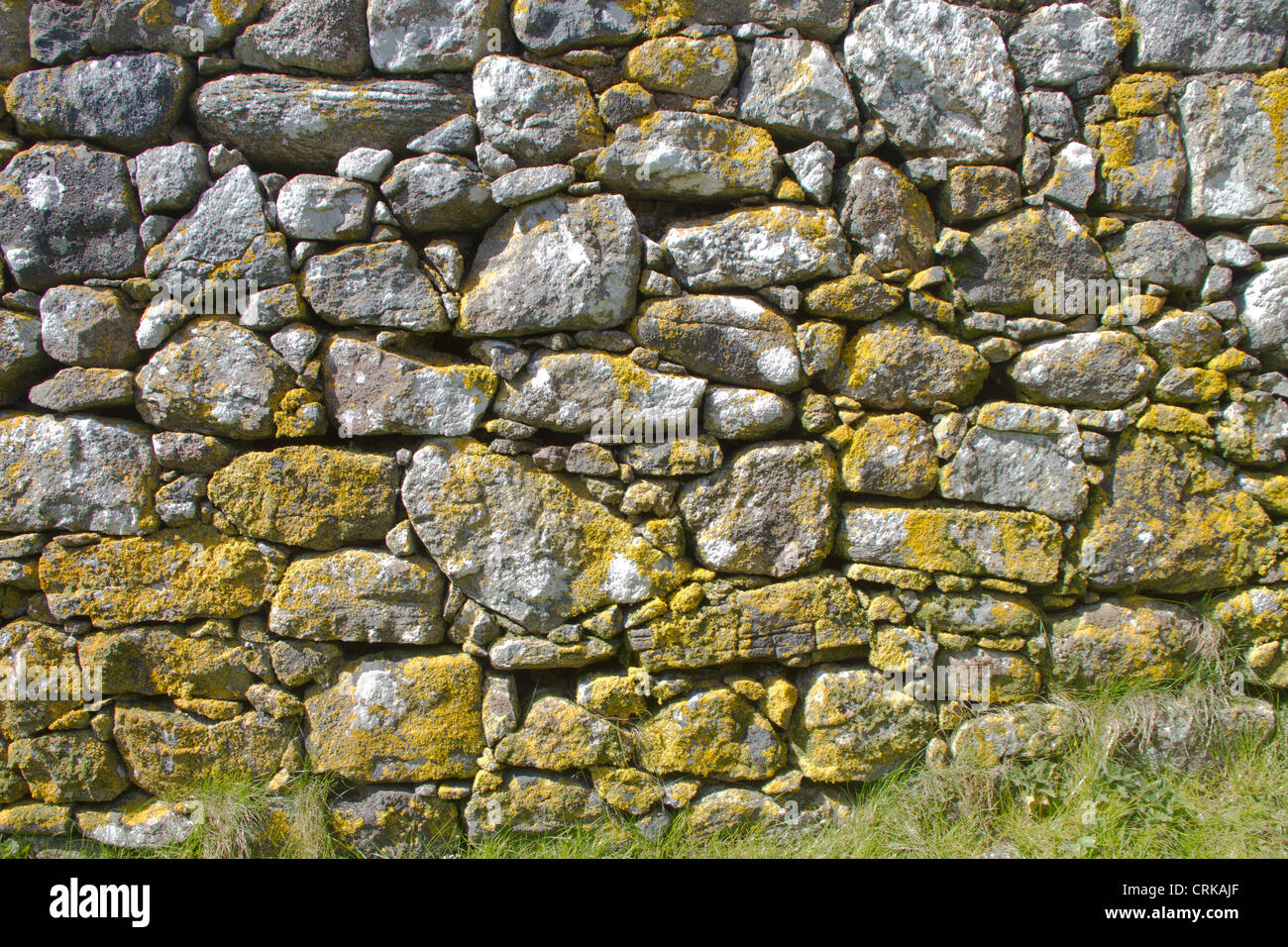 Mur en pierre sèche avec le lichen sur en Ecosse Banque D'Images