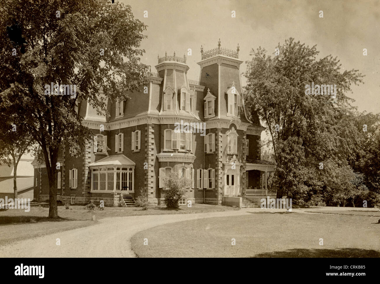 Hôtel particulier en brique victorienne Second Empire Banque D'Images