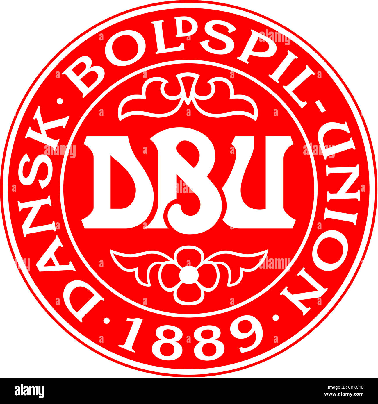 Logo de l'Union européenne de football danois DBU et l'équipe nationale. Banque D'Images