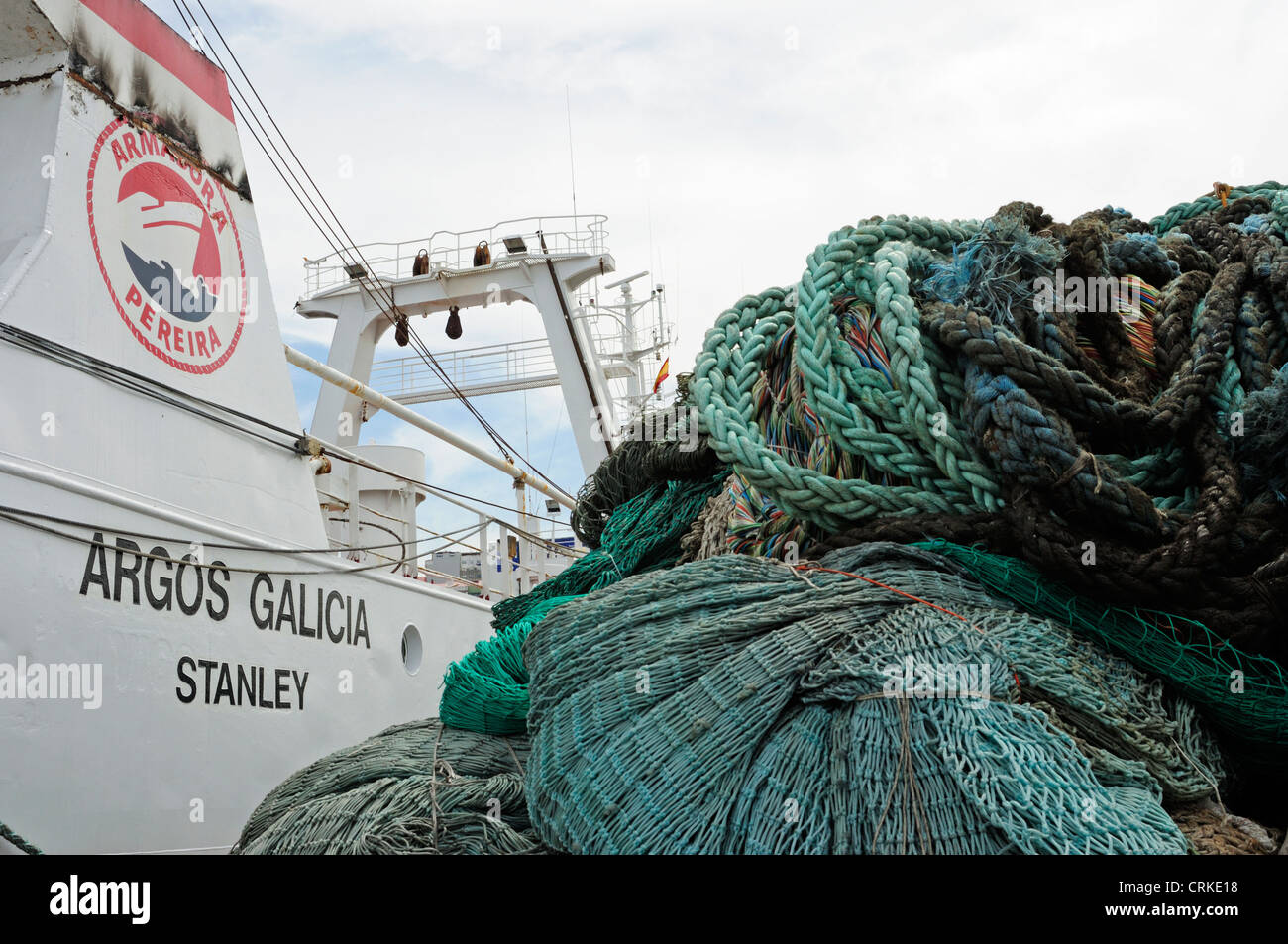 Navire de pêche des Malouines lié aux quais. Vigo, Galice, Espagne Banque D'Images