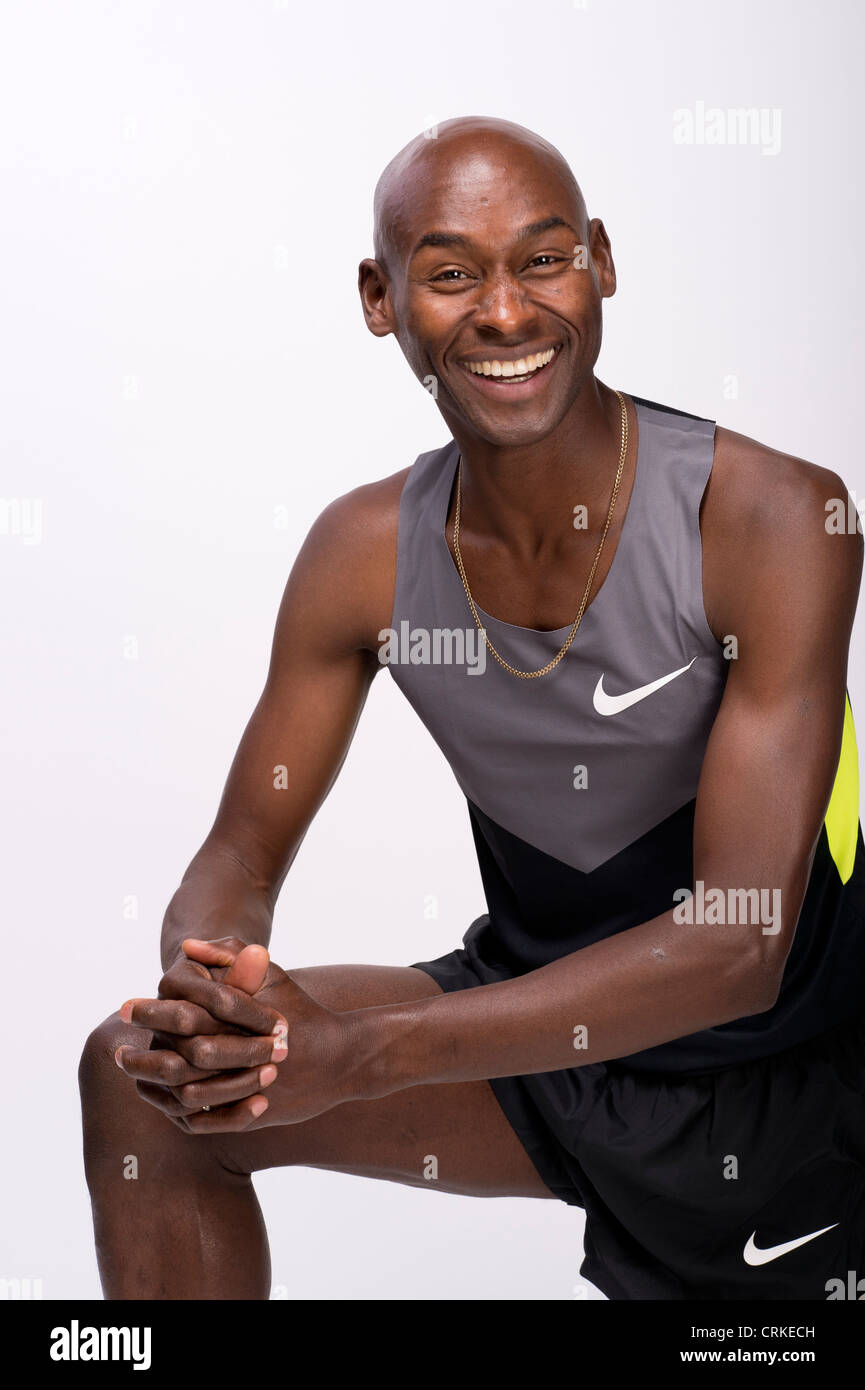 Coureur de USA 37 ans, Bernard Lagat pose à l'USOC Sommet Médias Olympique avant les Jeux Olympiques de Londres 2012 Banque D'Images