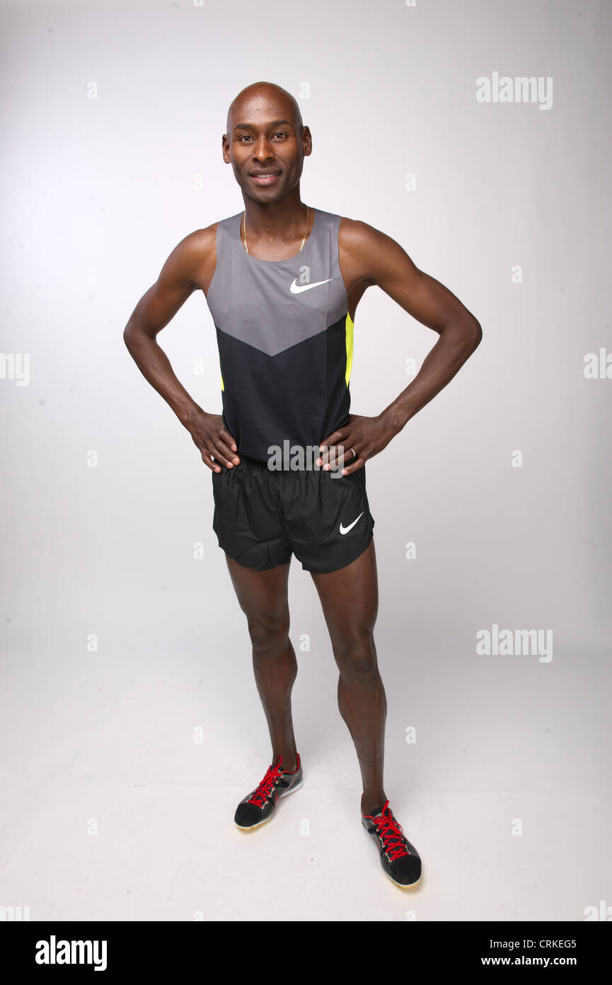 Coureur de USA 37 ans, Bernard Lagat pose à l'USOC Sommet Médias Olympique avant les Jeux Olympiques de Londres 2012 Banque D'Images