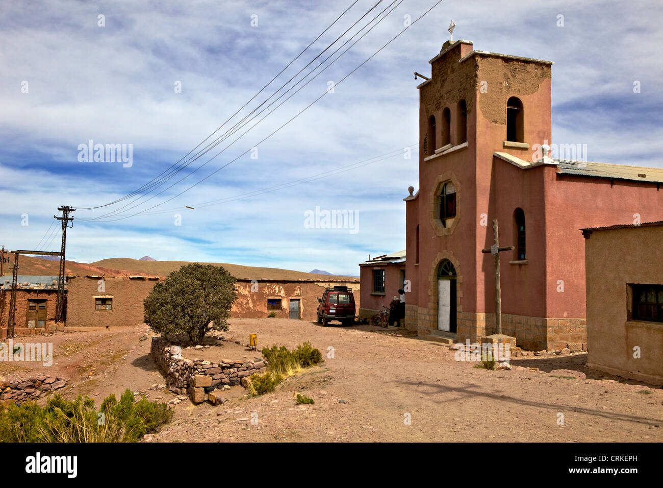 La vieille ville fantôme minière de Pulacayo, Bolivie, du patrimoine industriel, a lié à Butch Cassidy et le Kid Banque D'Images