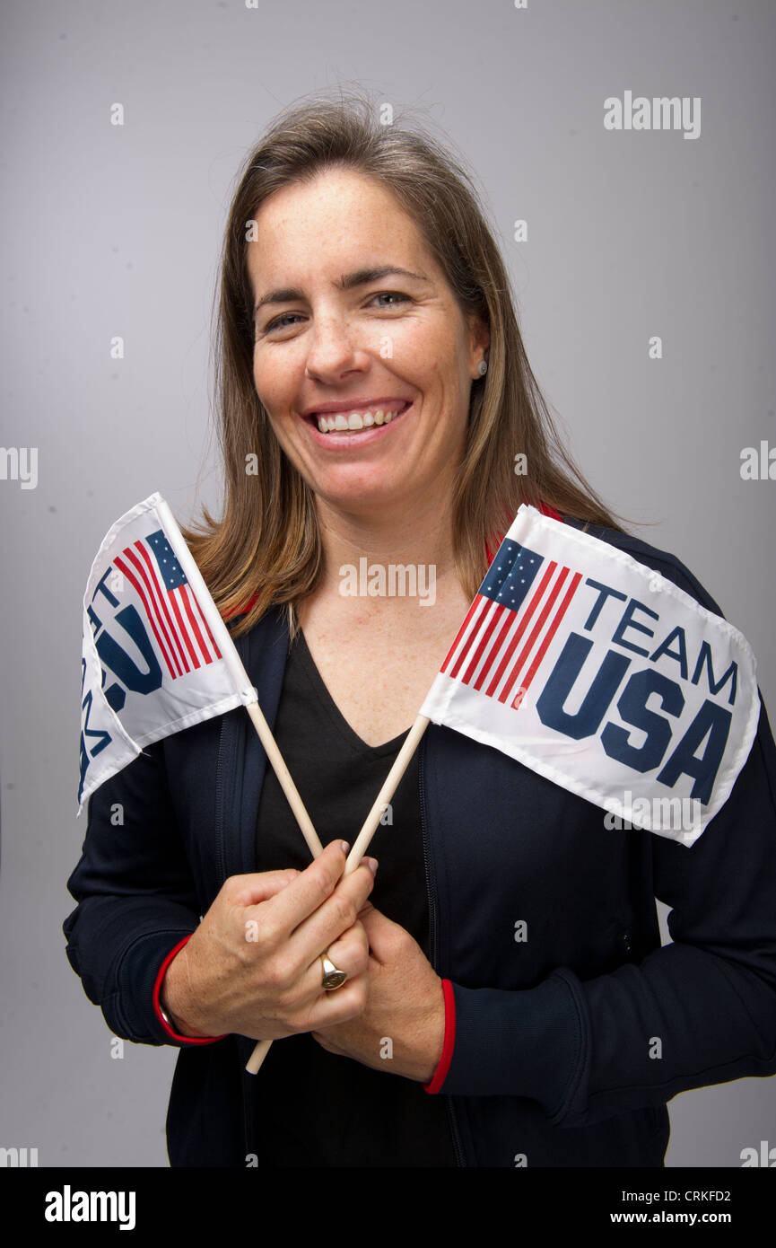 La navigatrice américaine Molly Vandermoer au Team USA Media Summit à Dallas, TX, avant les Jeux olympiques de Londres de 2012. Banque D'Images