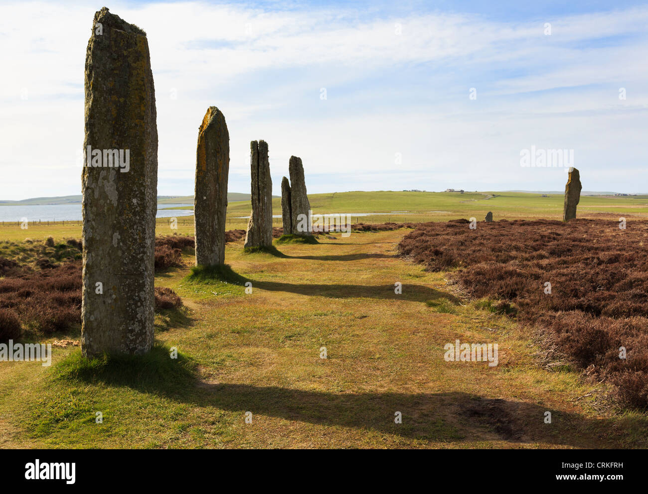 Anneau du Néolithique henge Shetlands cercle de pierres et de pierres est plus grande dans Orcades. Îles Orkney Stenness Ecosse UK Banque D'Images