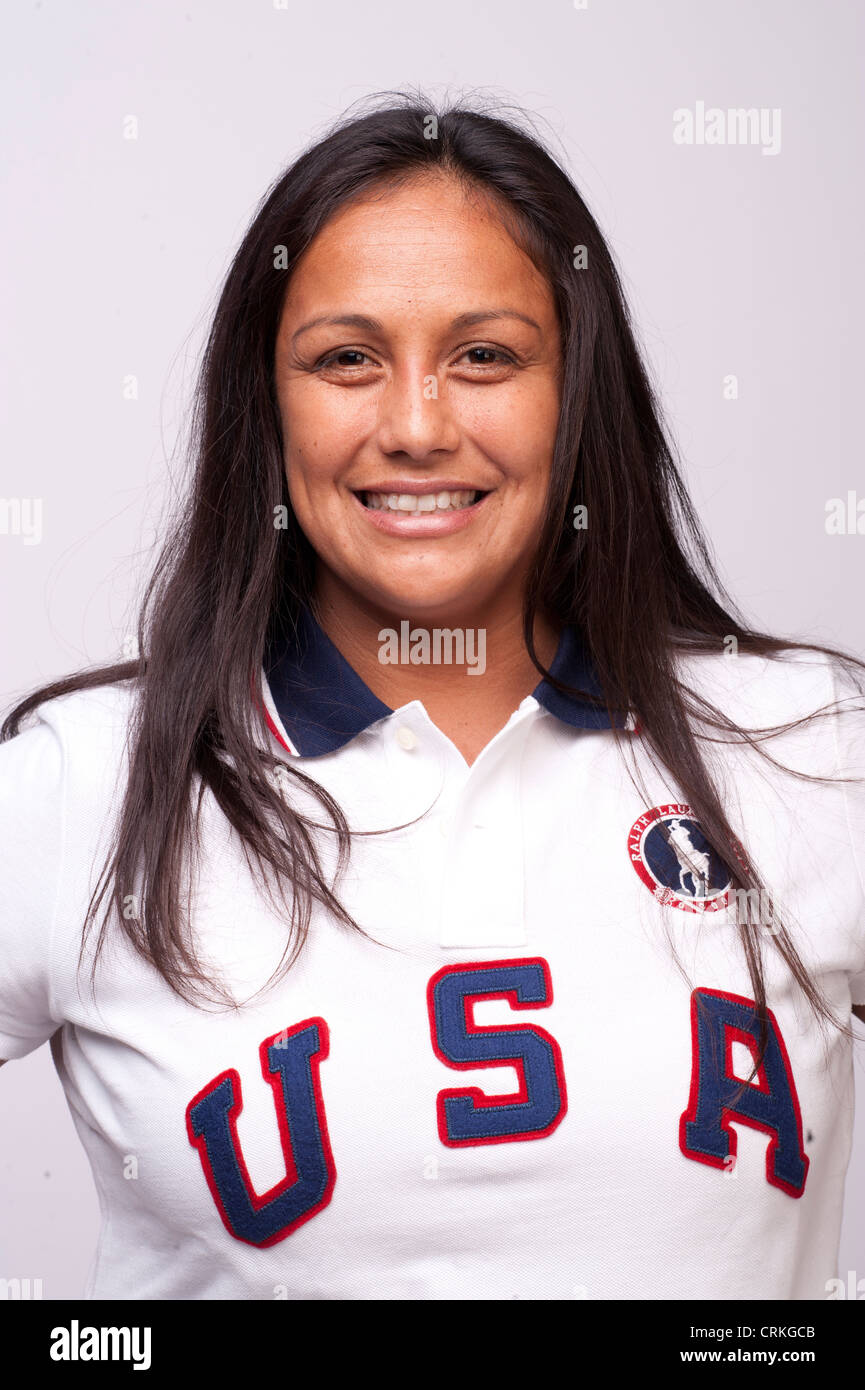 Le water-polo player Brenda villa au sommet des médias Team USA à Dallas, TX de l'avance des Jeux Olympiques de Londres de 2012. Banque D'Images