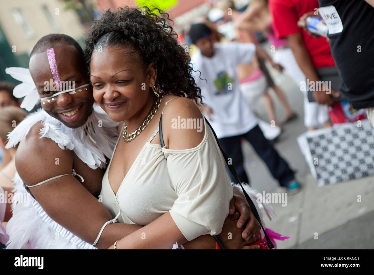 Black couple, gay pride, New York Banque D'Images