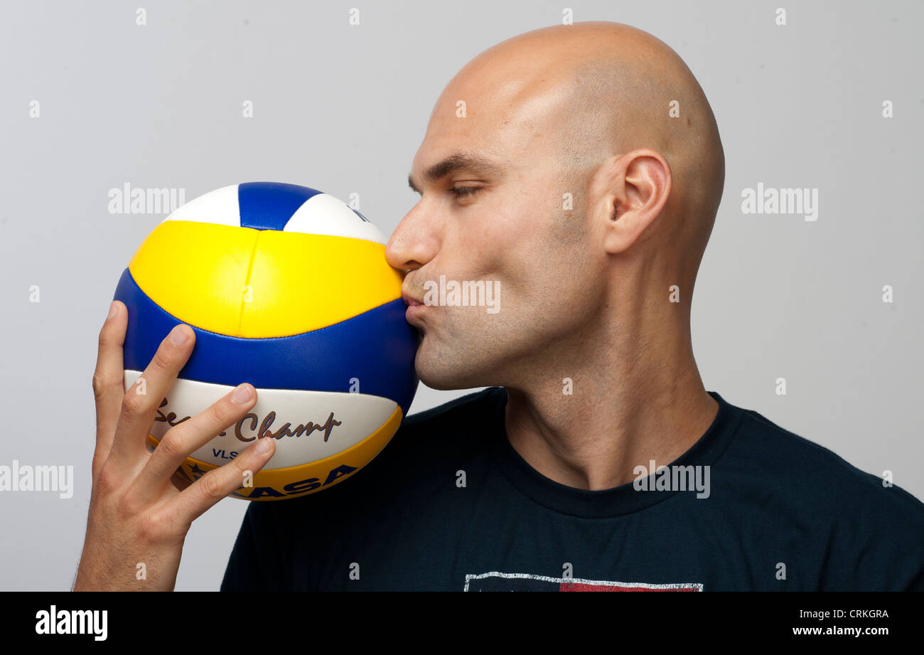 Joueur de volley-ball de plage Phil Dalhausser au niveau de l'équipe USA Media Summit de Dallas, TX à l'avance des Jeux Olympiques de Londres de 2012. Banque D'Images