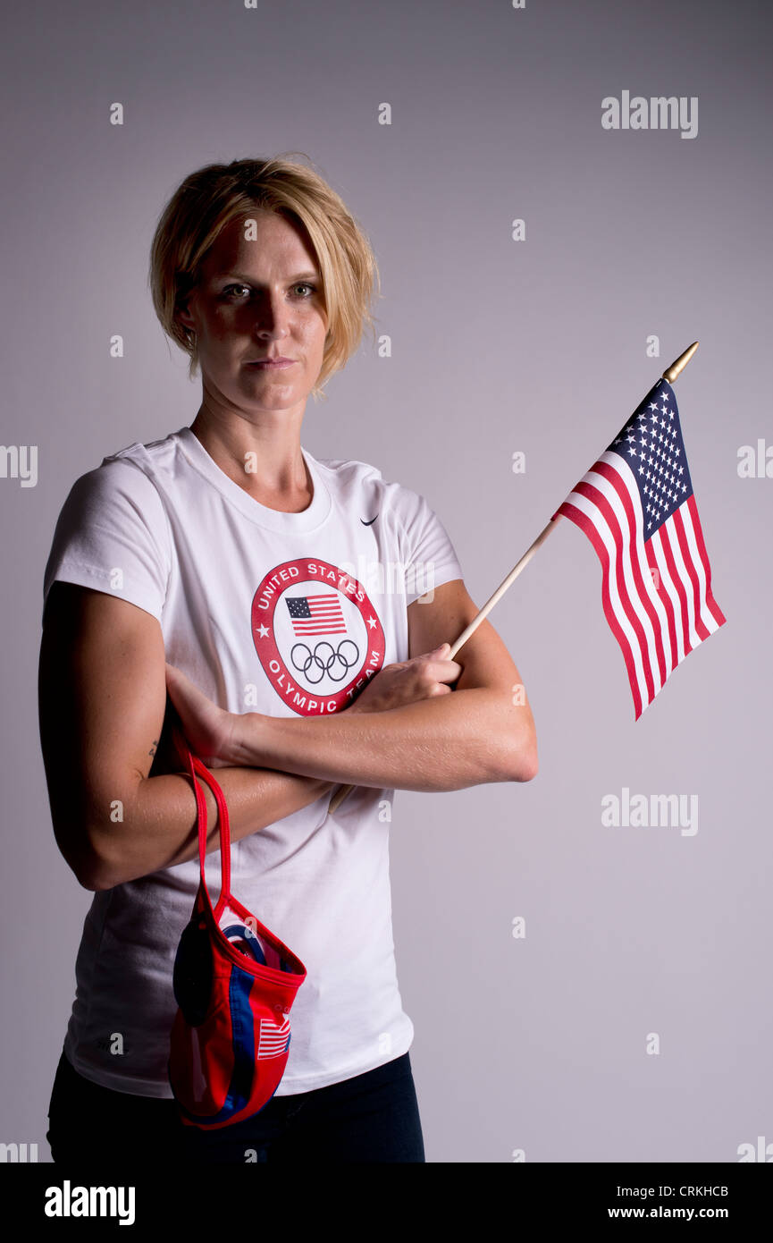 Le water-polo player Betsy Armstrong à l'équipe USA Media Summit de Dallas, TX à l'avance des Jeux Olympiques de Londres de 2012. Banque D'Images