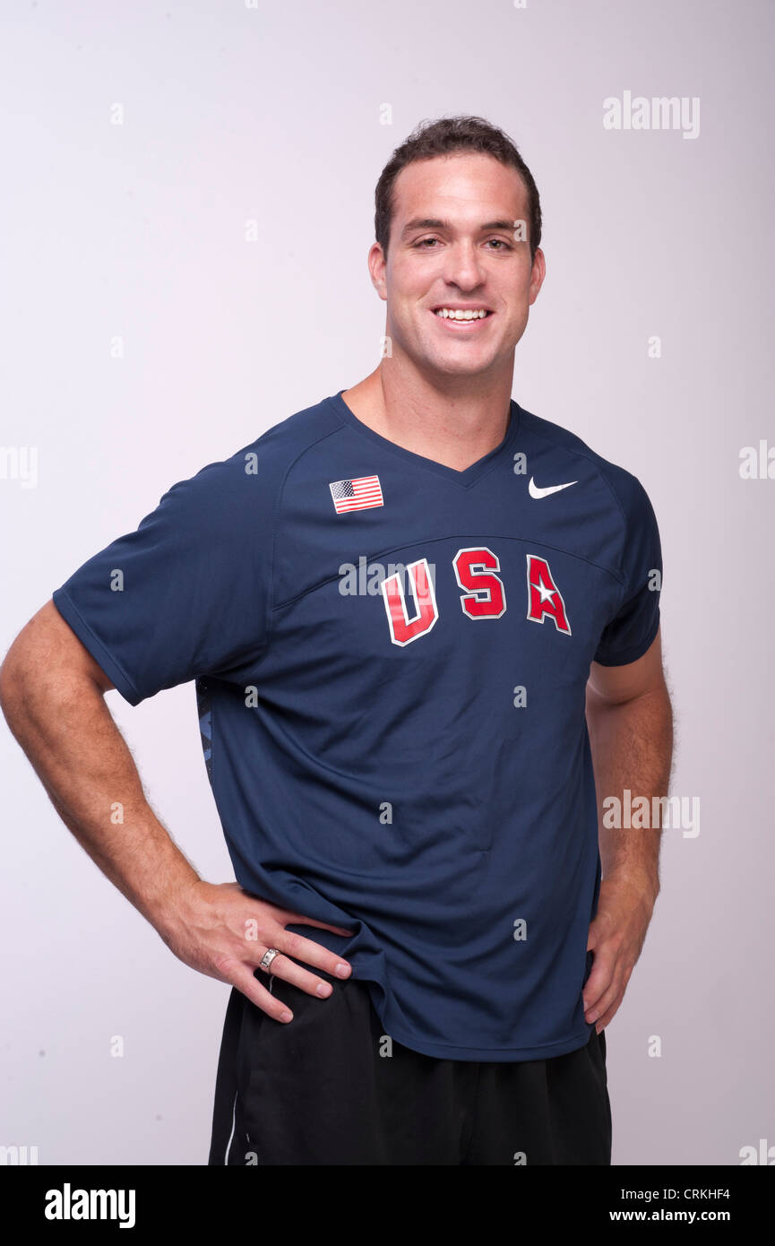 Paralympics discus thrower Jeremy Campbell au Sommet des médias Team USA à Dallas, TX de l'avance des Jeux Olympiques de Londres de 2012. Banque D'Images