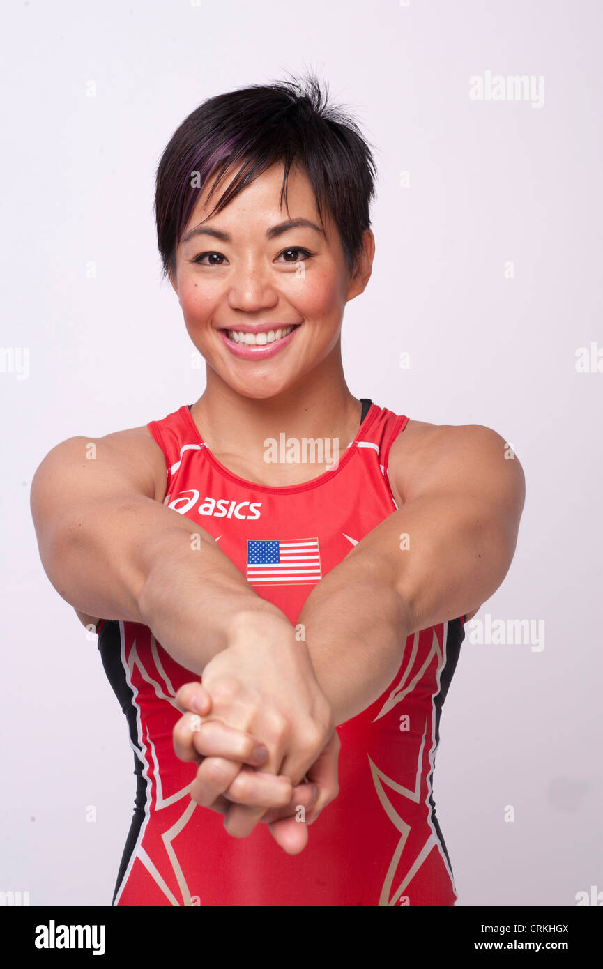 Clarissa lutteur Chun au niveau de l'équipe USA Media Summit de Dallas, TX à l'avance des Jeux Olympiques de Londres de 2012. Banque D'Images