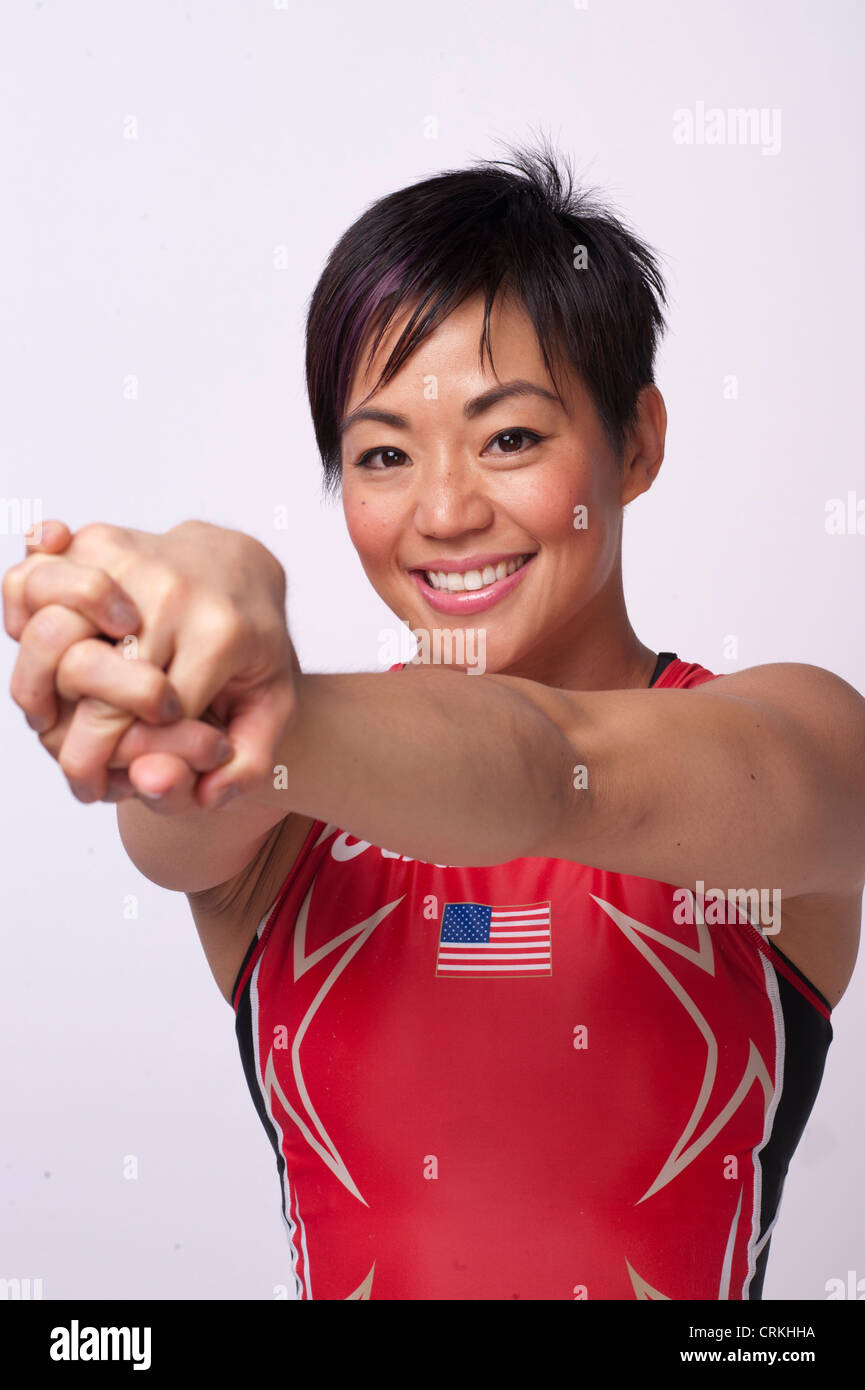 Clarissa lutteur Chun au niveau de l'équipe USA Media Summit de Dallas, TX à l'avance des Jeux Olympiques de Londres de 2012. Banque D'Images