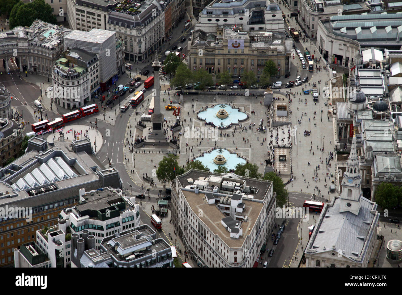 Vue aérienne de Trafalgar Square, Londres SW1 Banque D'Images
