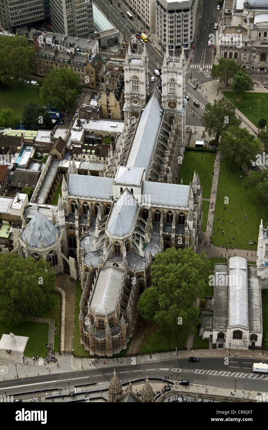 Vue aérienne de l'abbaye de Westminster à Londres Banque D'Images