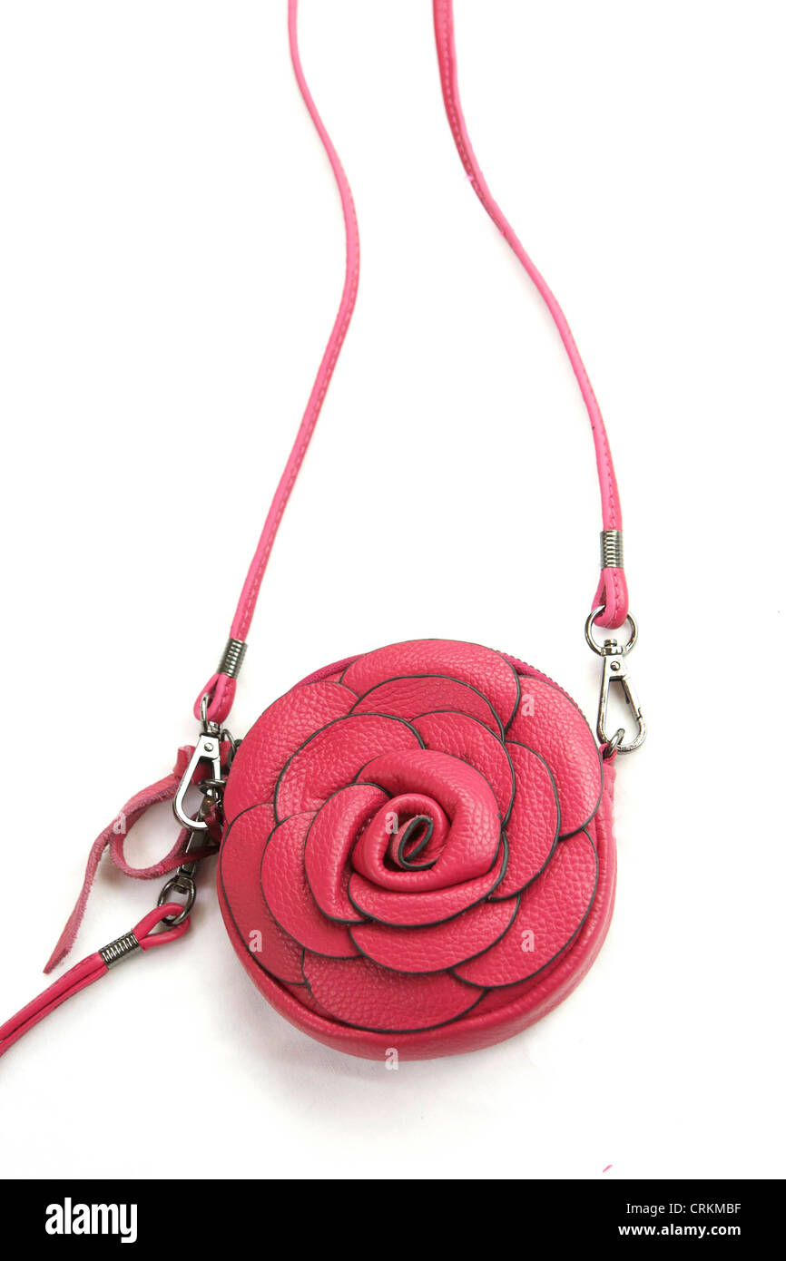 Cuir rose rose petit sac fabriqué en Italie Banque D'Images