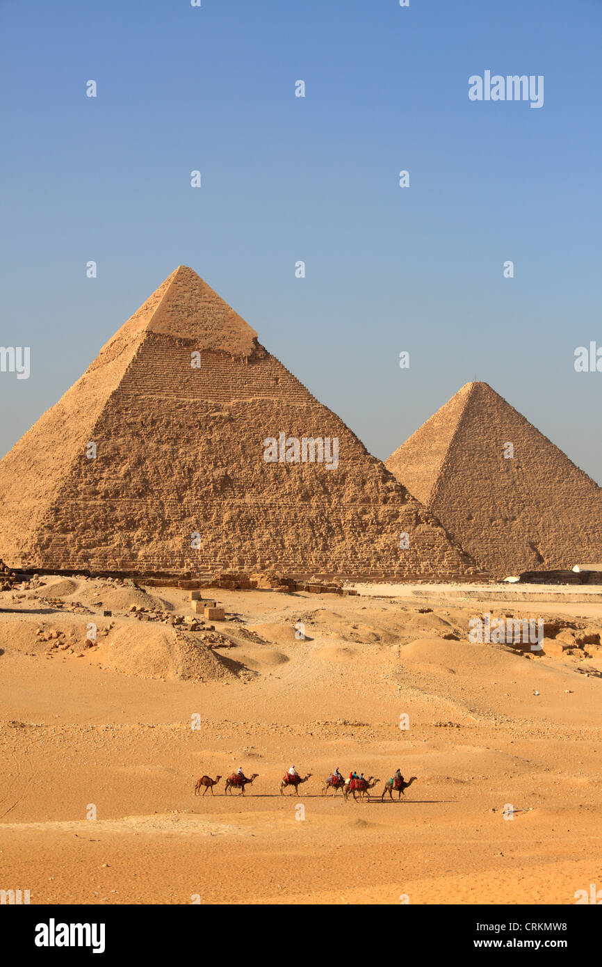 Complexe de la pyramide de Gizeh, Egypte Banque D'Images