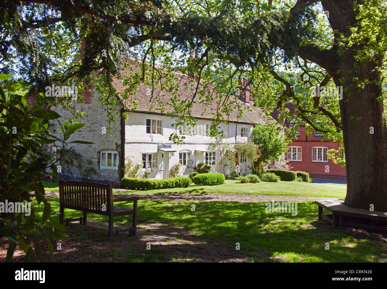 Cottages et Village Green, Selborne, Hampshire, Angleterre Banque D'Images